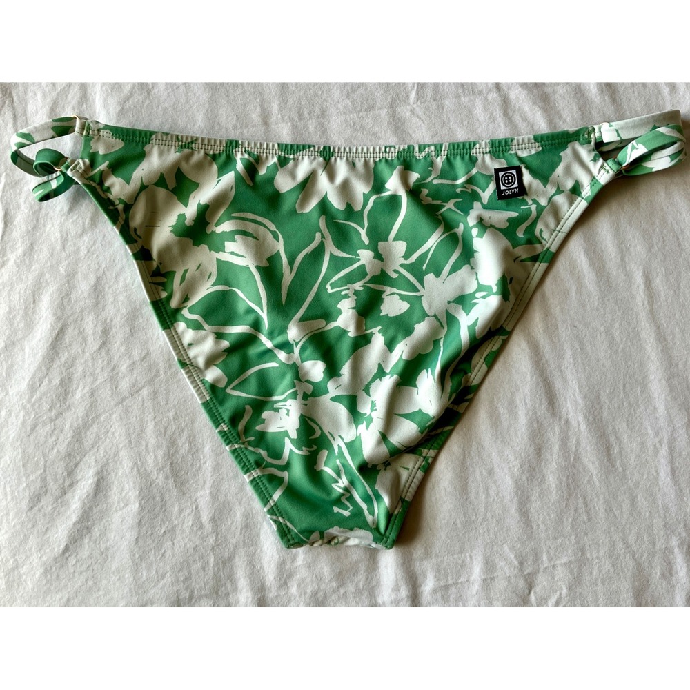 Jolyn Ella Bikini Bottoms Green White Floral Adjustable Straps Womens XL
